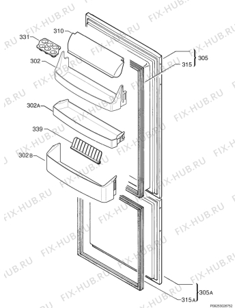 Взрыв-схема холодильника Electrolux ERN28700 - Схема узла Door 003